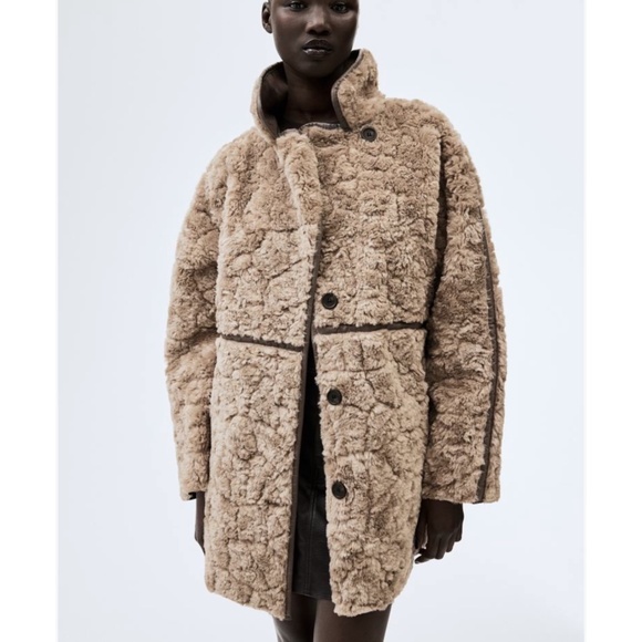 NWT H&M Fluffy /FAUX SHEARING COAT - Picture 1 of 4